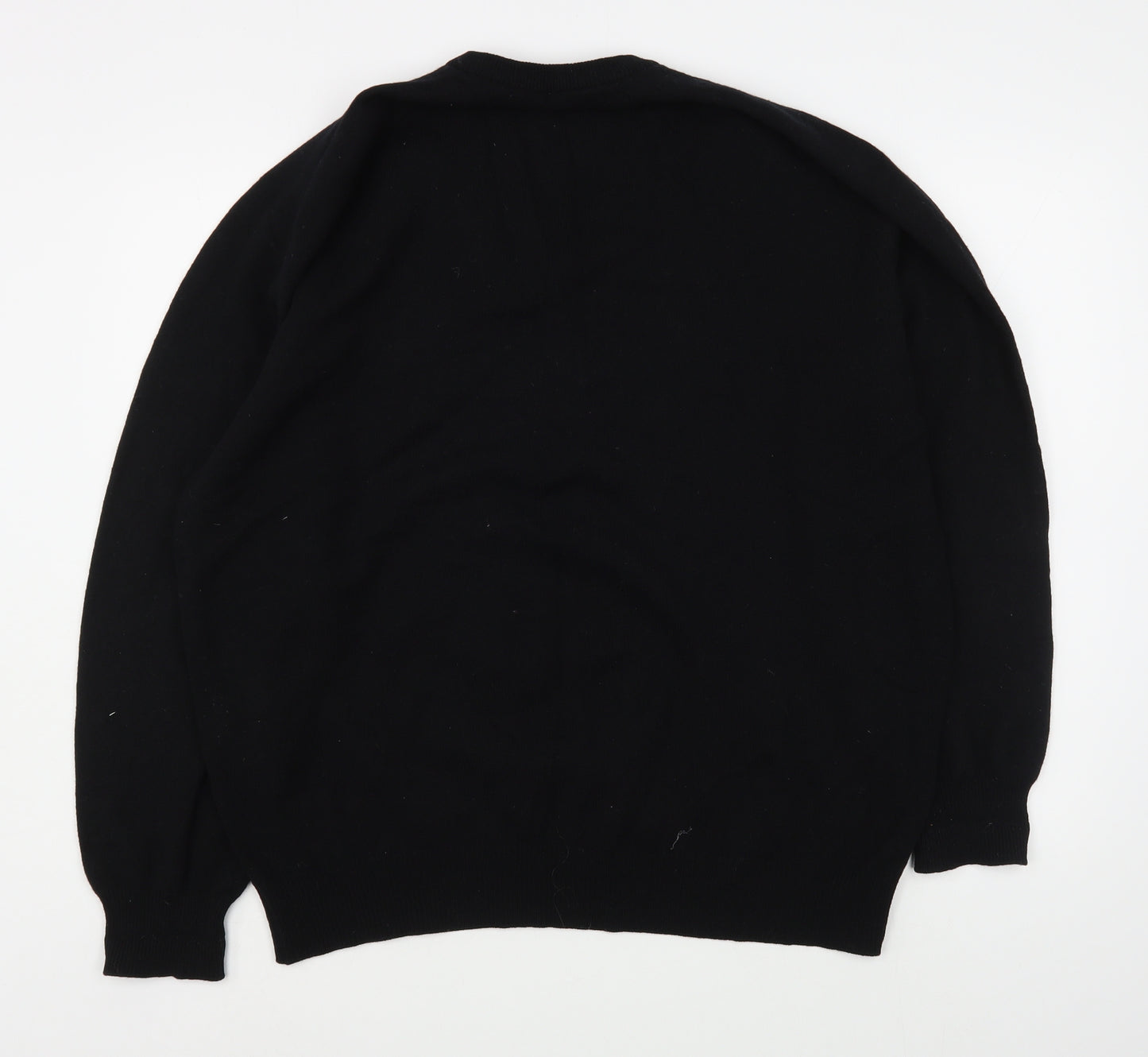 Lyle & Scott Mens Black V-Neck Argyle/Diamond Acrylic Pullover Jumper Size XL