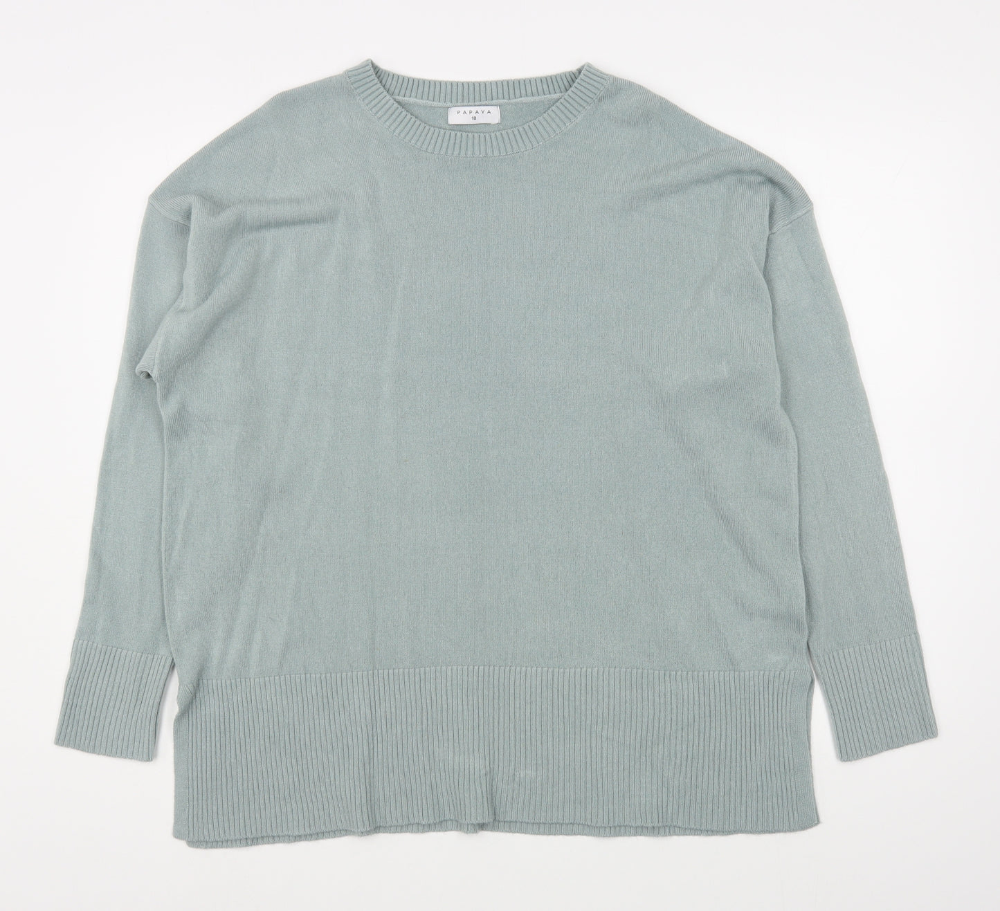 Matalan Womens Green Boat Neck  Acrylic Pullover Jumper Size 16