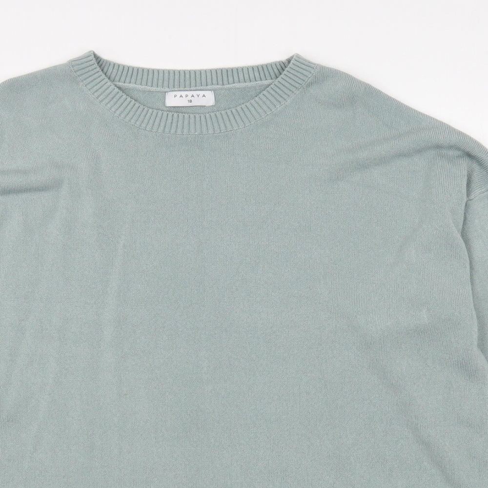 Matalan Womens Green Boat Neck  Acrylic Pullover Jumper Size 16