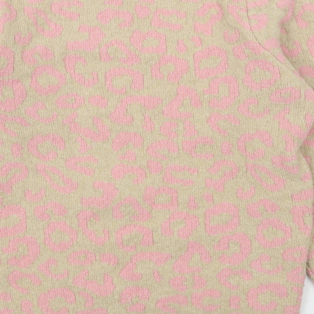 George Girls Beige Round Neck Animal Print Polyester Pullover Jumper Size 12-13 Years  Pullover