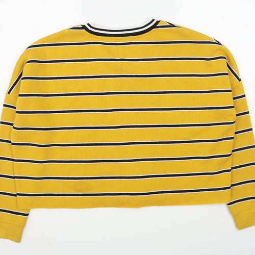 Primark Womens Yellow Striped Cotton Pullover Sweatshirt Size M  Pullover - Cropped