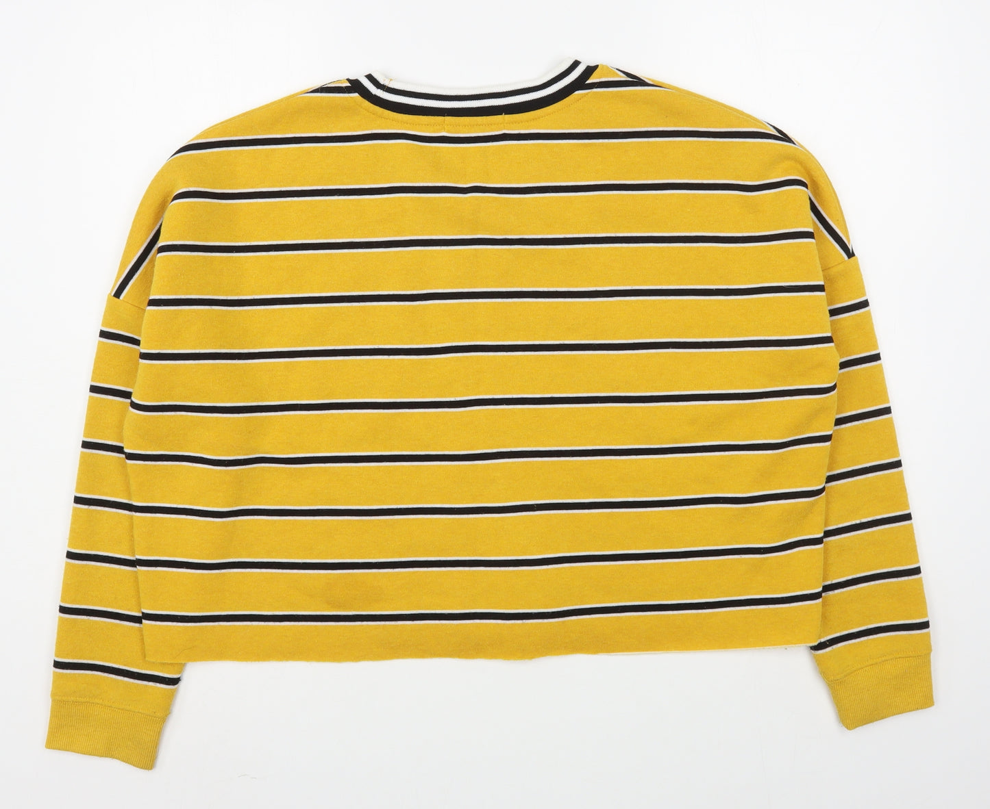 Primark Womens Yellow Striped Cotton Pullover Sweatshirt Size M  Pullover - Cropped