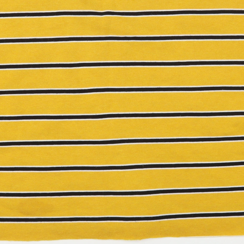 Primark Womens Yellow Striped Cotton Pullover Sweatshirt Size M  Pullover - Cropped