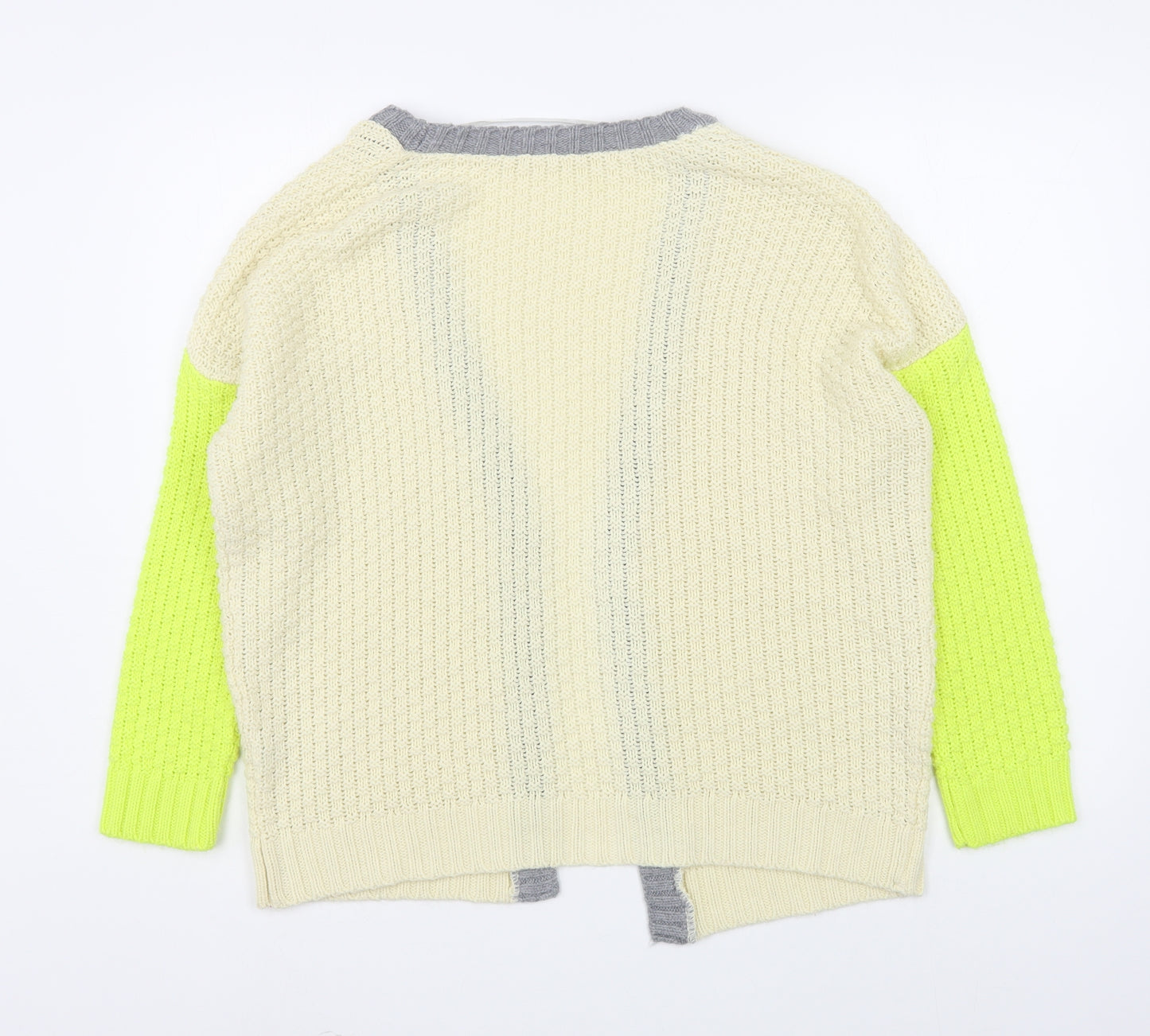 Primark Womens Beige V-Neck  Acrylic Cardigan Jumper Size 12