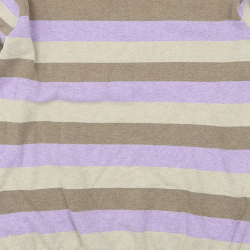 Jeff & Co Mens Multicoloured Round Neck Striped Cotton Pullover Jumper Size L