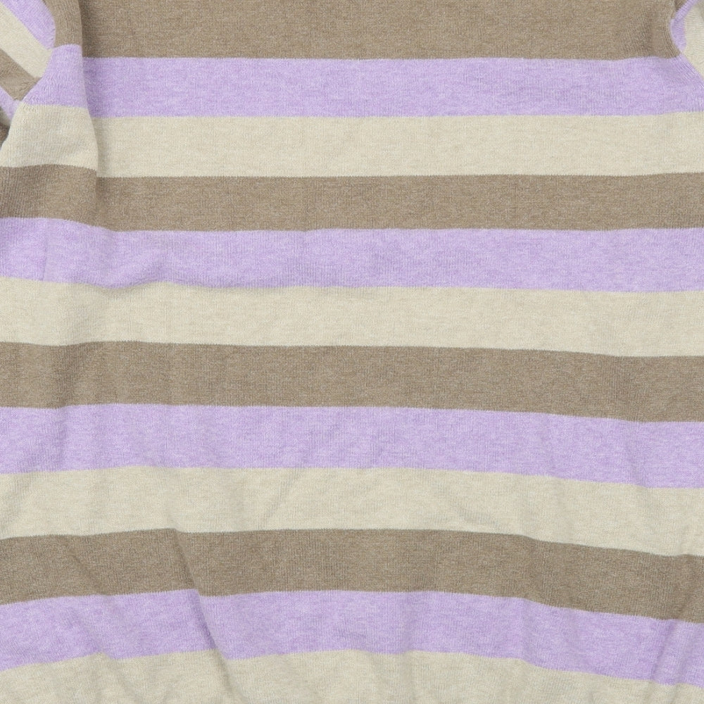 Jeff & Co Mens Multicoloured Round Neck Striped Cotton Pullover Jumper Size L