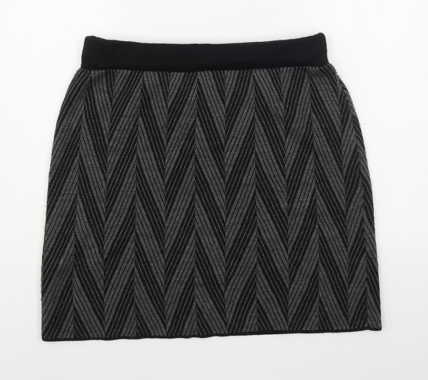Kenar Womens Black Striped Acrylic A-Line Skirt Size L