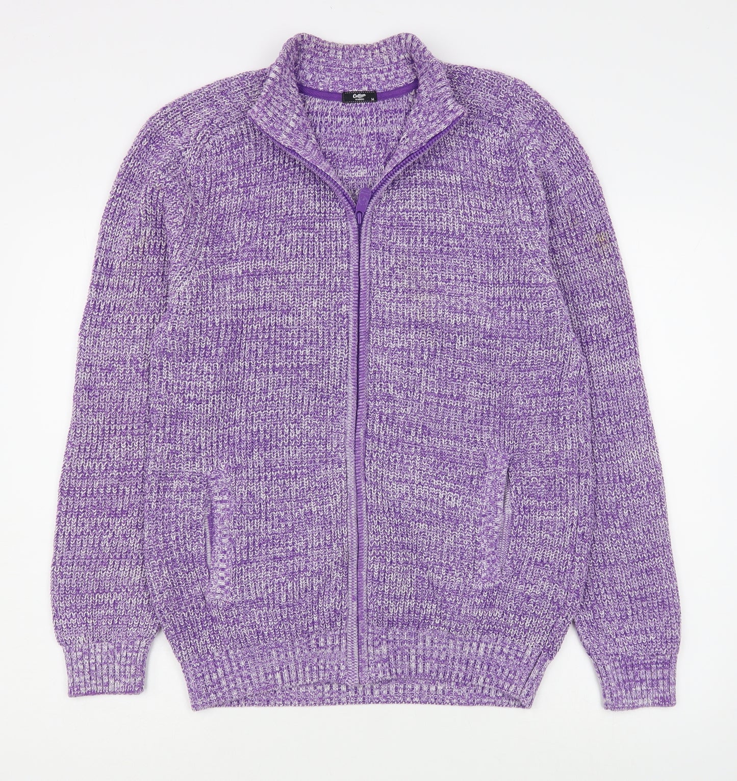 Cotton Traders Womens Purple High Neck  Cotton Full Zip Jumper Size M