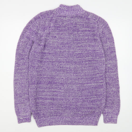 Cotton Traders Womens Purple High Neck  Cotton Full Zip Jumper Size M