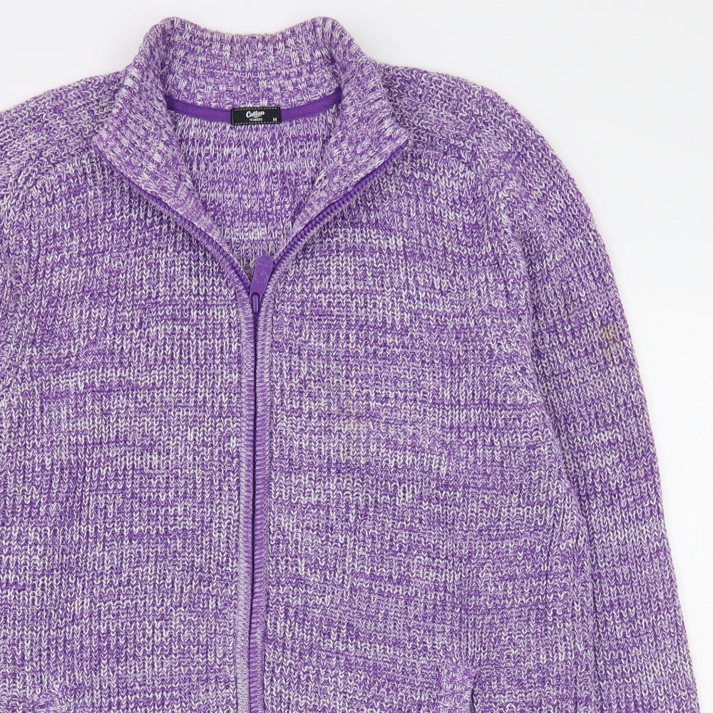 Cotton Traders Womens Purple High Neck  Cotton Full Zip Jumper Size M