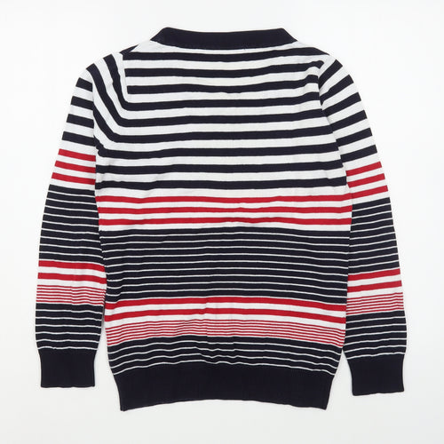 EWM Womens Multicoloured Scoop Neck Striped Cotton Pullover Jumper Size S