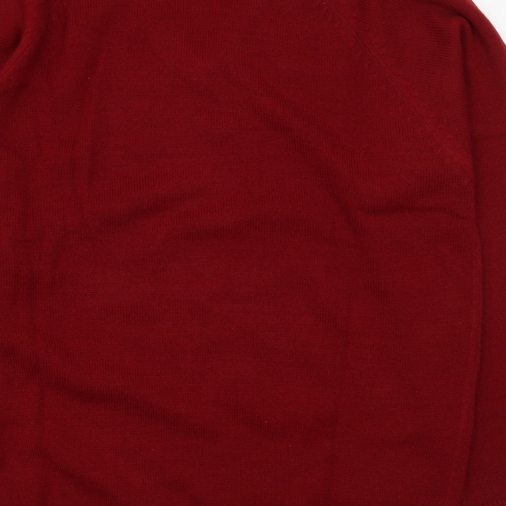 Southbay Mens Red V-Neck  Acrylic Pullover Jumper Size M