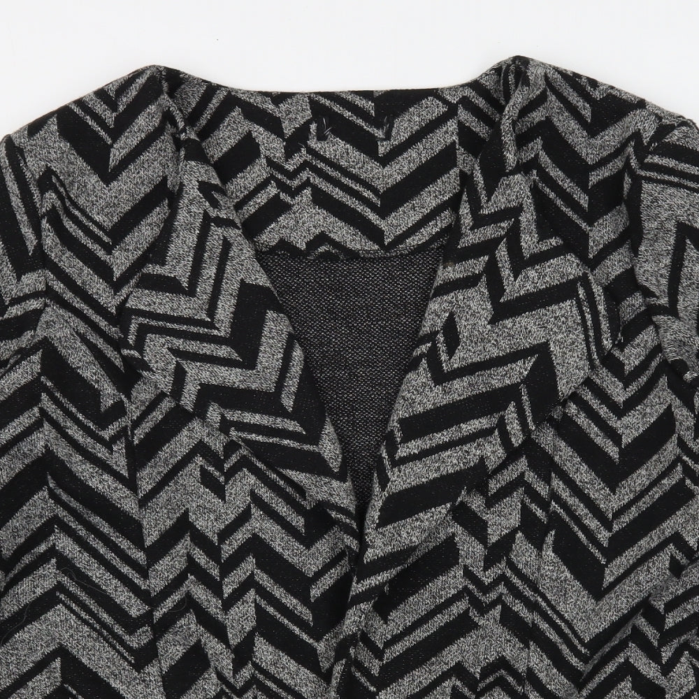 Klass Womens Black V-Neck Striped Polyester Cardigan Jumper Size 2XL