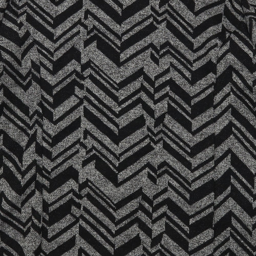 Klass Womens Black V-Neck Striped Polyester Cardigan Jumper Size 2XL