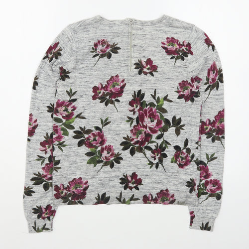 Oasis Womens Multicoloured Scoop Neck Floral 100% Cotton Pullover Jumper Size S