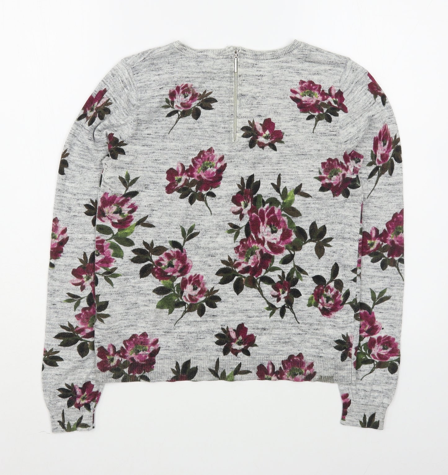 Oasis Womens Multicoloured Scoop Neck Floral 100% Cotton Pullover Jumper Size S