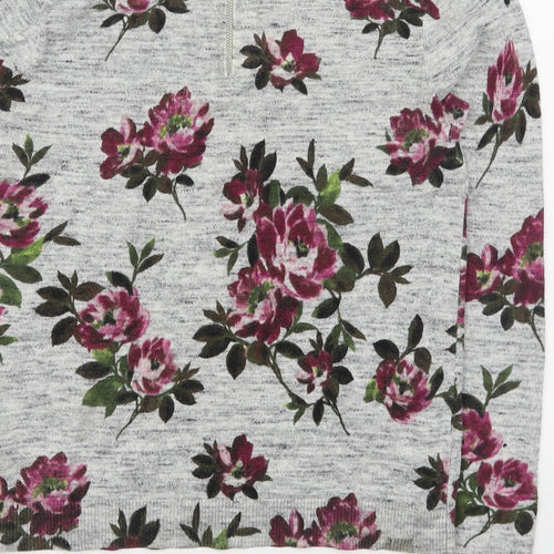 Oasis Womens Multicoloured Scoop Neck Floral 100% Cotton Pullover Jumper Size S