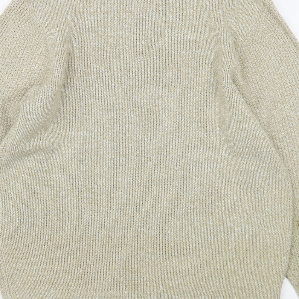 Cotton Traders Mens Beige High Neck  Cotton Pullover Jumper Size M