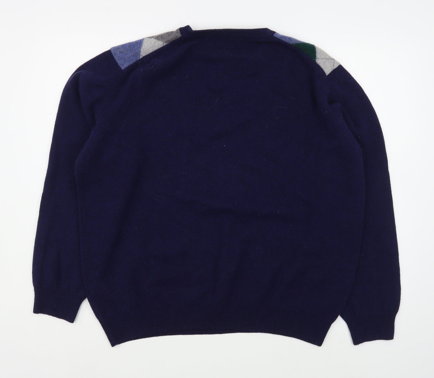 Marks and Spencer Mens Blue Round Neck  Wool Pullover Jumper Size L