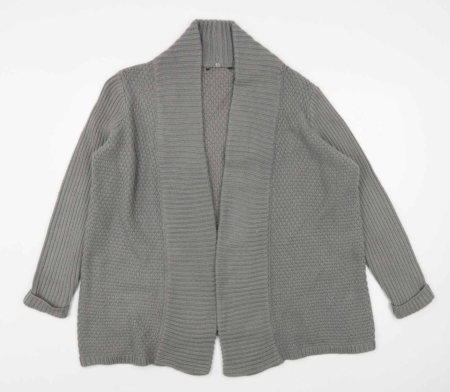 Preworn Womens Grey V-Neck  Polyamide Cardigan Jumper Size L