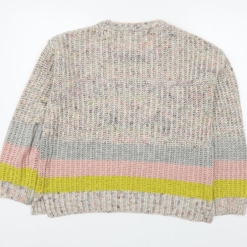 George Womens Multicoloured Round Neck Striped Acrylic Pullover Jumper Size S