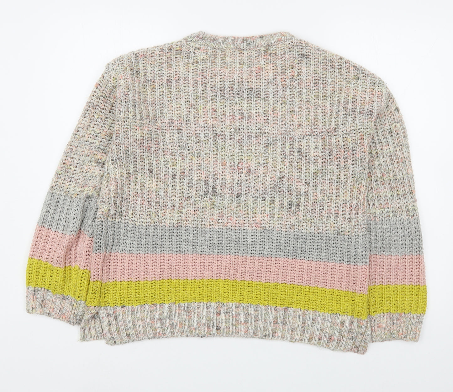 George Womens Multicoloured Round Neck Striped Acrylic Pullover Jumper Size S