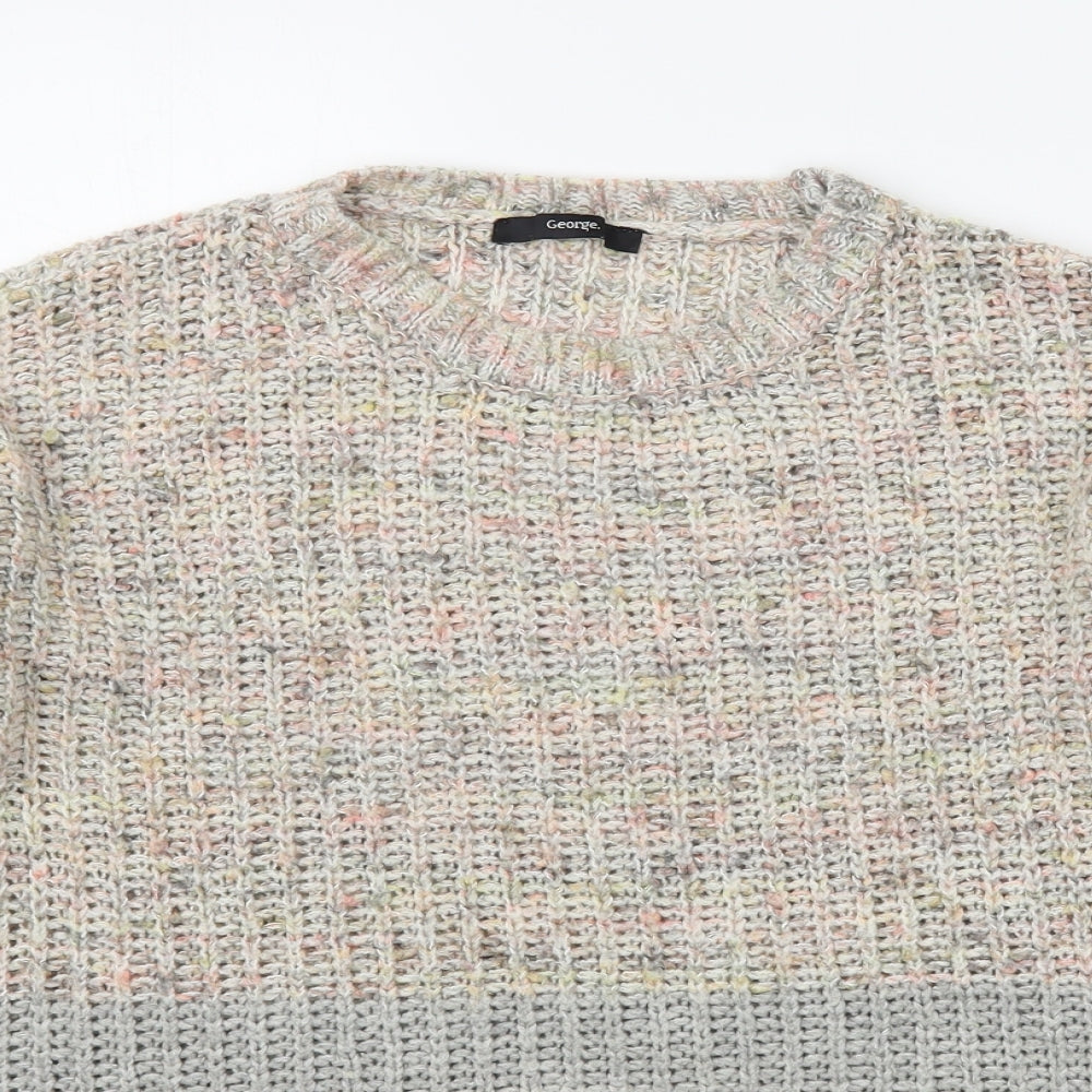 George Womens Multicoloured Round Neck Striped Acrylic Pullover Jumper Size S