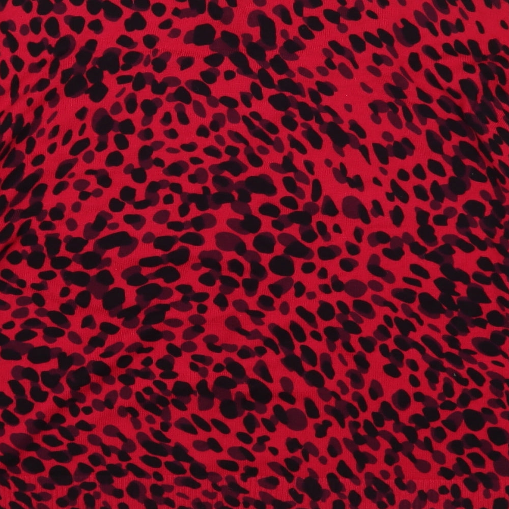 Lakeland Womens Pink Scoop Neck Animal Print Viscose Cardigan Jumper Size 16