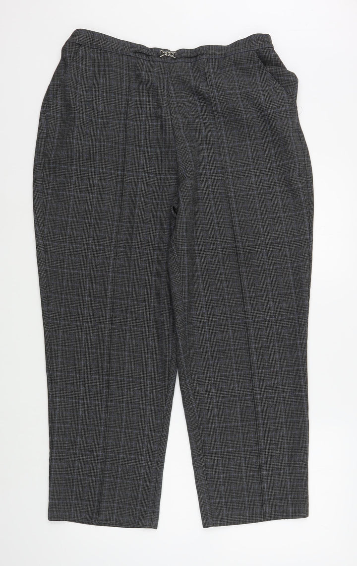 BM Womens Grey Plaid Polyester Trousers  Size 18 L27 in Regular