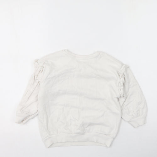 George  Girls White  Cotton Pullover Sweatshirt Size 3-4 Years