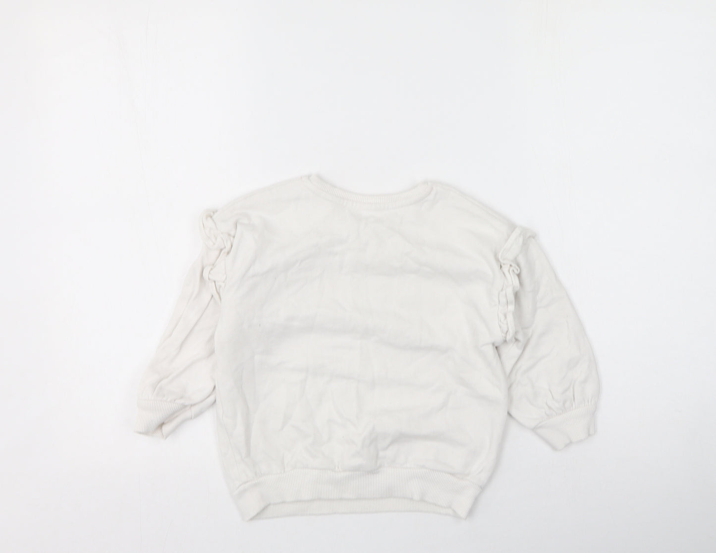 George  Girls White  Cotton Pullover Sweatshirt Size 3-4 Years