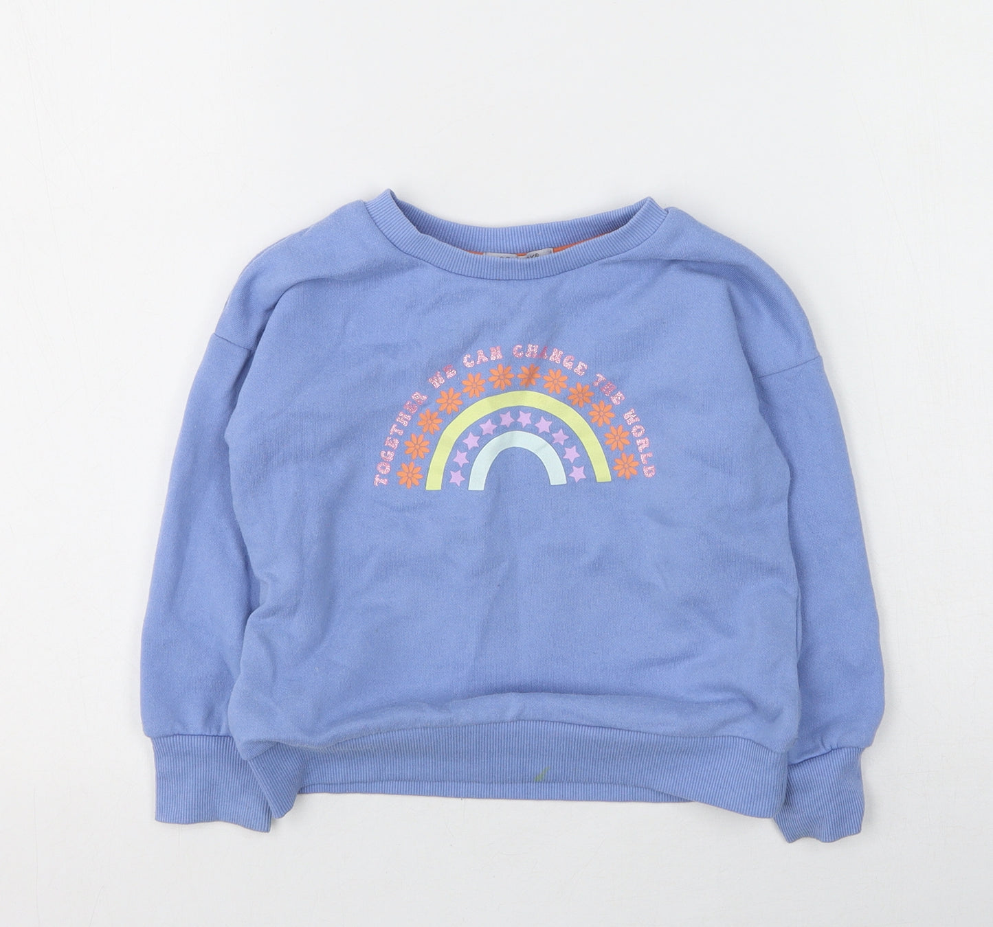 Primark Girls Purple  Cotton Pullover Sweatshirt Size 4-5 Years   - Rainbow