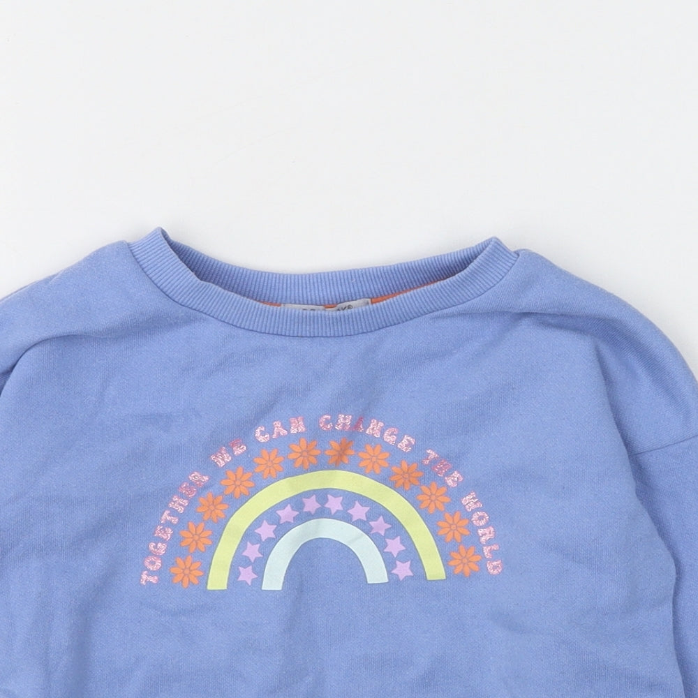 Primark Girls Purple  Cotton Pullover Sweatshirt Size 4-5 Years   - Rainbow