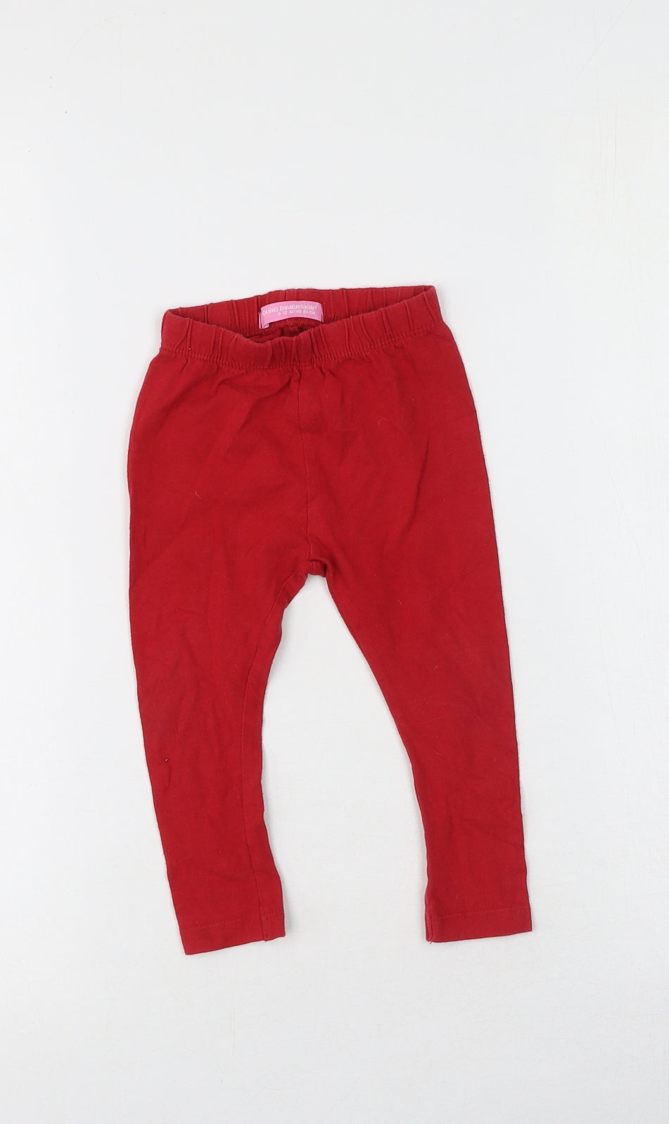 Young Dimension Girls Red  Cotton Cropped Leggings Size 12-18 Months