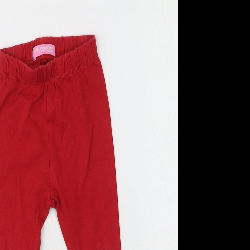Young Dimension Girls Red  Cotton Cropped Leggings Size 12-18 Months