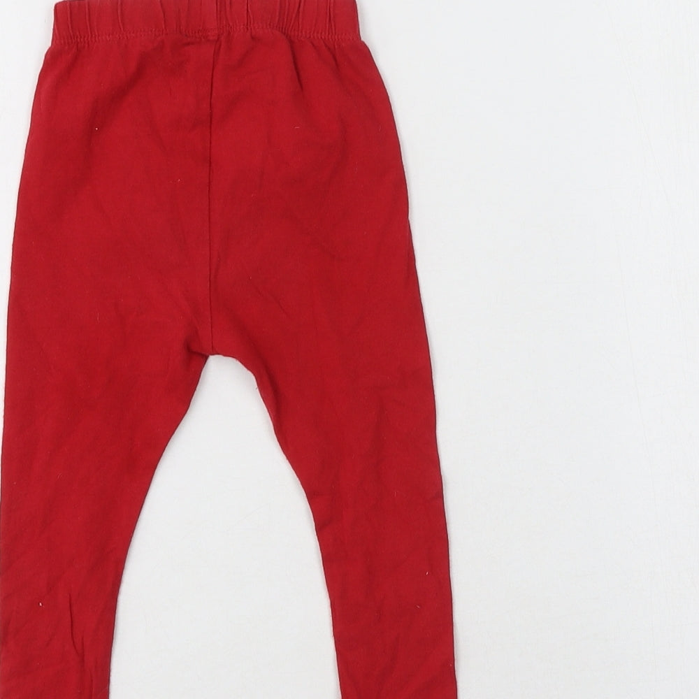 Young Dimension Girls Red  Cotton Cropped Leggings Size 12-18 Months