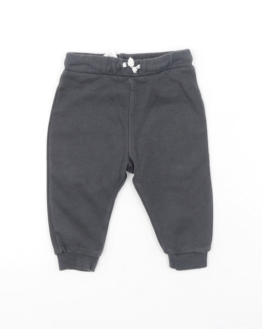 Front view of F&F Baby Grey Cotton Jogger Trousers, size 6-9, Months