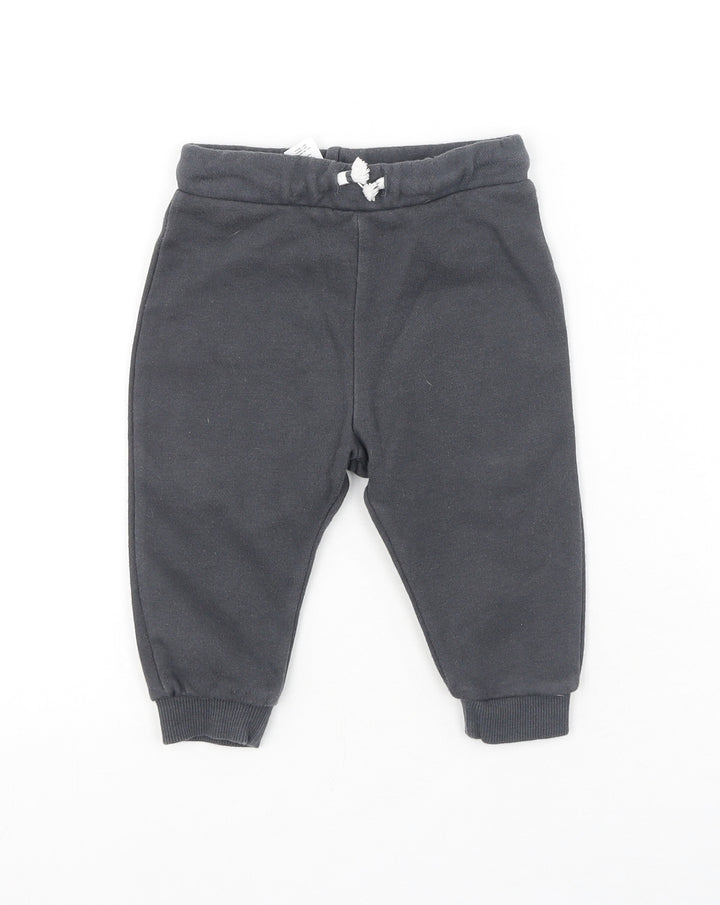 F&F Baby Grey Cotton Jogger Trousers Size 6-9 Months