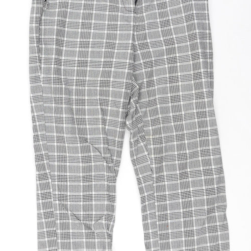Topshop Womens Grey Plaid Cotton Trousers  Size 8 L20 in Regular
