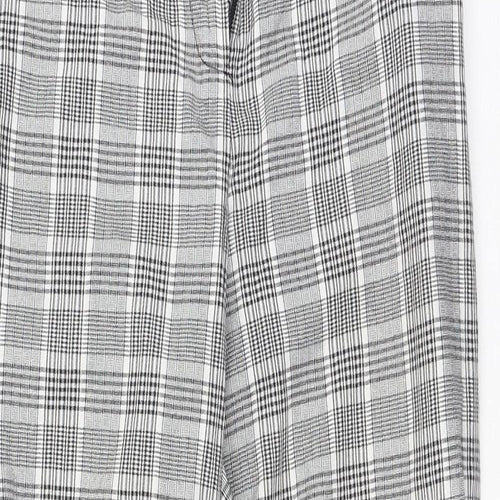 Topshop Womens Grey Plaid Cotton Trousers  Size 8 L20 in Regular