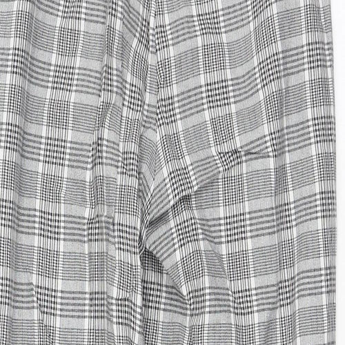 Topshop Womens Grey Plaid Cotton Trousers  Size 8 L20 in Regular