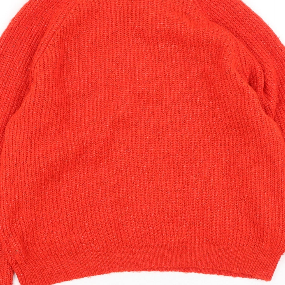 Primark Womens Red Round Neck  Acrylic Pullover Jumper Size 10