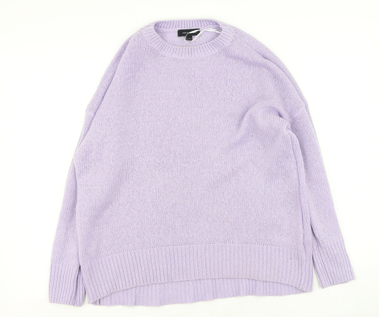 New Look Womens Purple Round Neck  Acrylic Pullover Jumper Size L