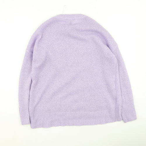New Look Womens Purple Round Neck  Acrylic Pullover Jumper Size L