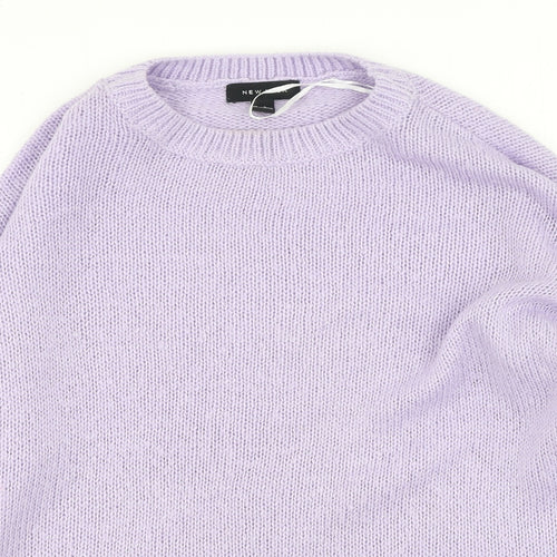 New Look Womens Purple Round Neck  Acrylic Pullover Jumper Size L