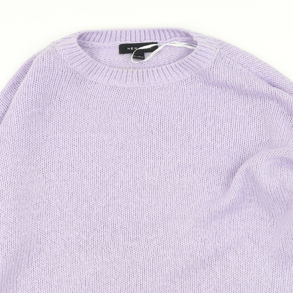 New Look Womens Purple Round Neck  Acrylic Pullover Jumper Size L