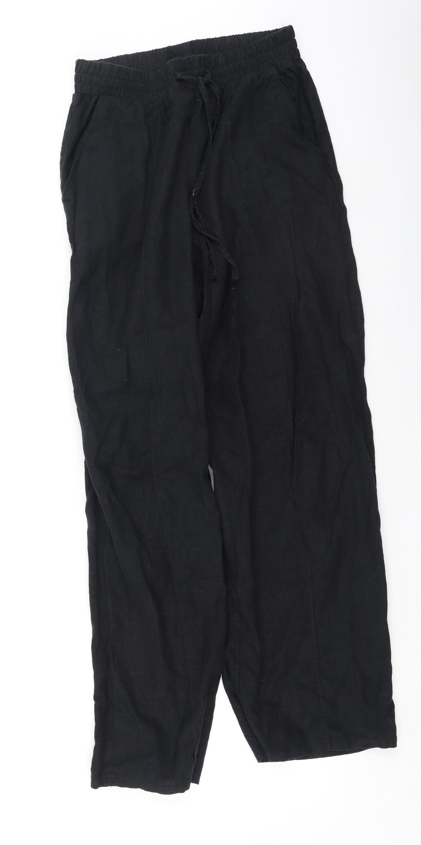 George  Womens Black  Linen Trousers  Size 6 L27 in Regular