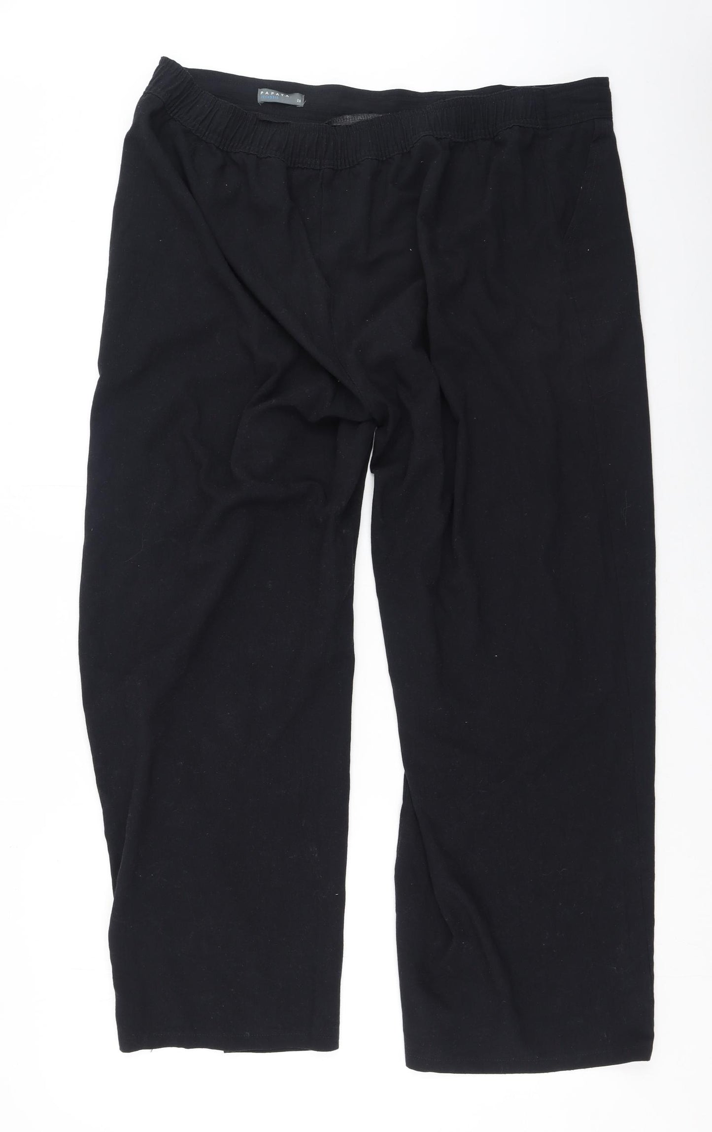 Papaya Womens Black  Polyester Trousers  Size 20 L29 in Regular
