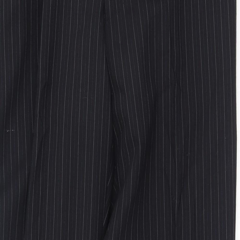 Marks and Spencer Mens Black Striped Wool Trousers  Size 36 L33 in Regular
