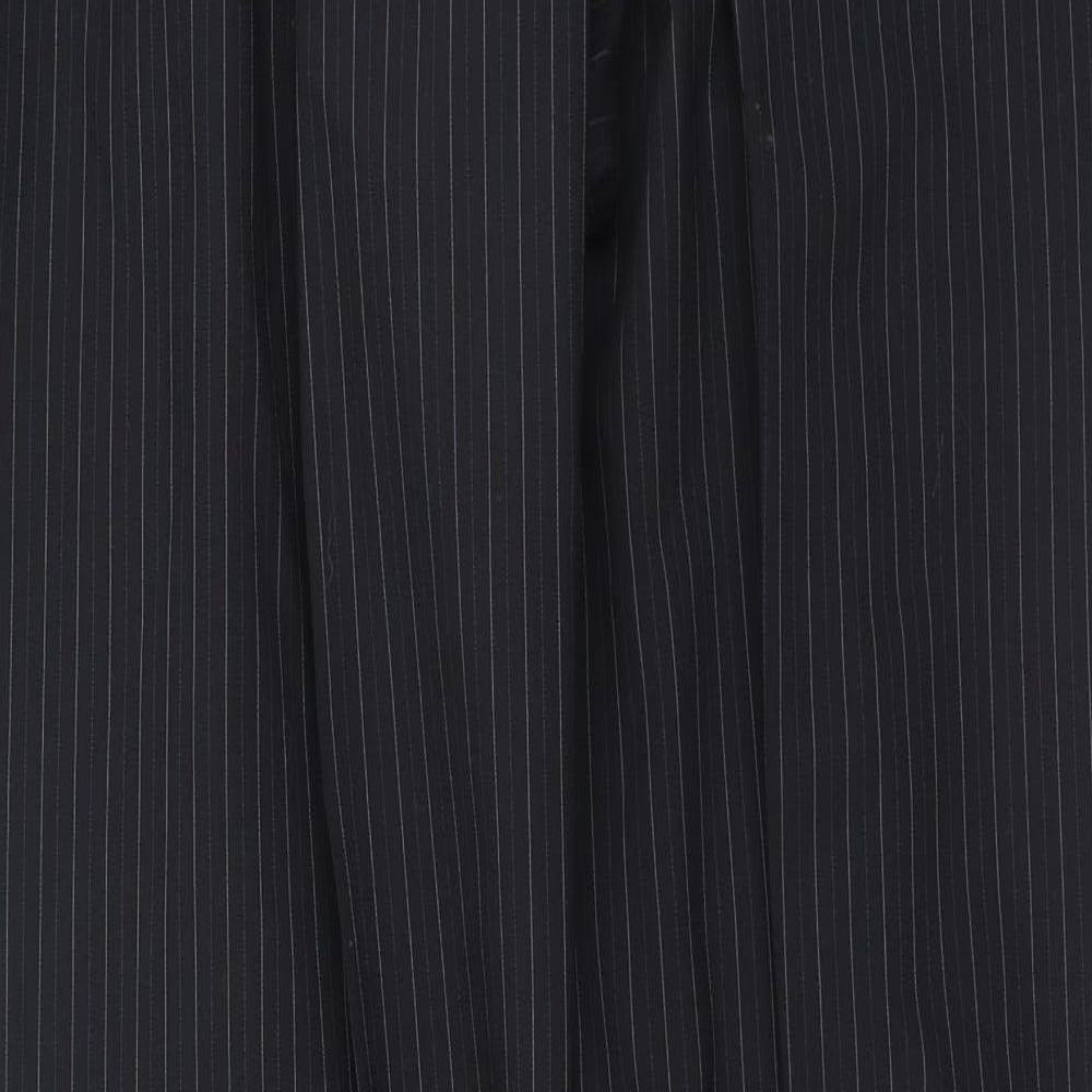Marks and Spencer Mens Black Striped Wool Trousers  Size 36 L33 in Regular